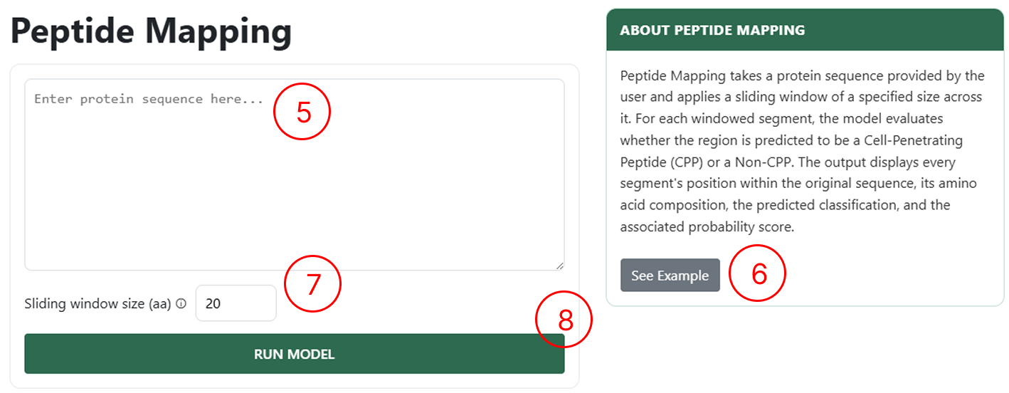 Peptide Mapping page interface